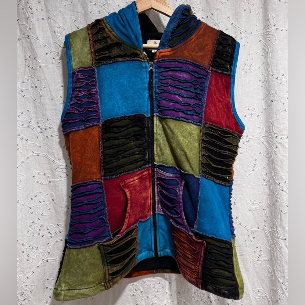 Ark Imports Multicolour Fleece Lined Hooded Vest Size Medium